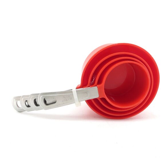IKEA DESSERT Red Measuring Cups Set Stainless Steel RETIRED NEW Cooking Baking - Picture 1 of 6